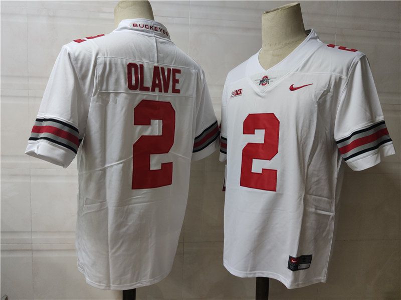 Men Ohio State Buckeyes #2 Olave White Nike 2025 NCAA Jersey